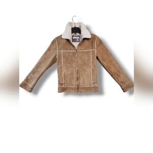 Aeropostale Bomber Jacket Faux Suede Soft Warm Womens Size XS